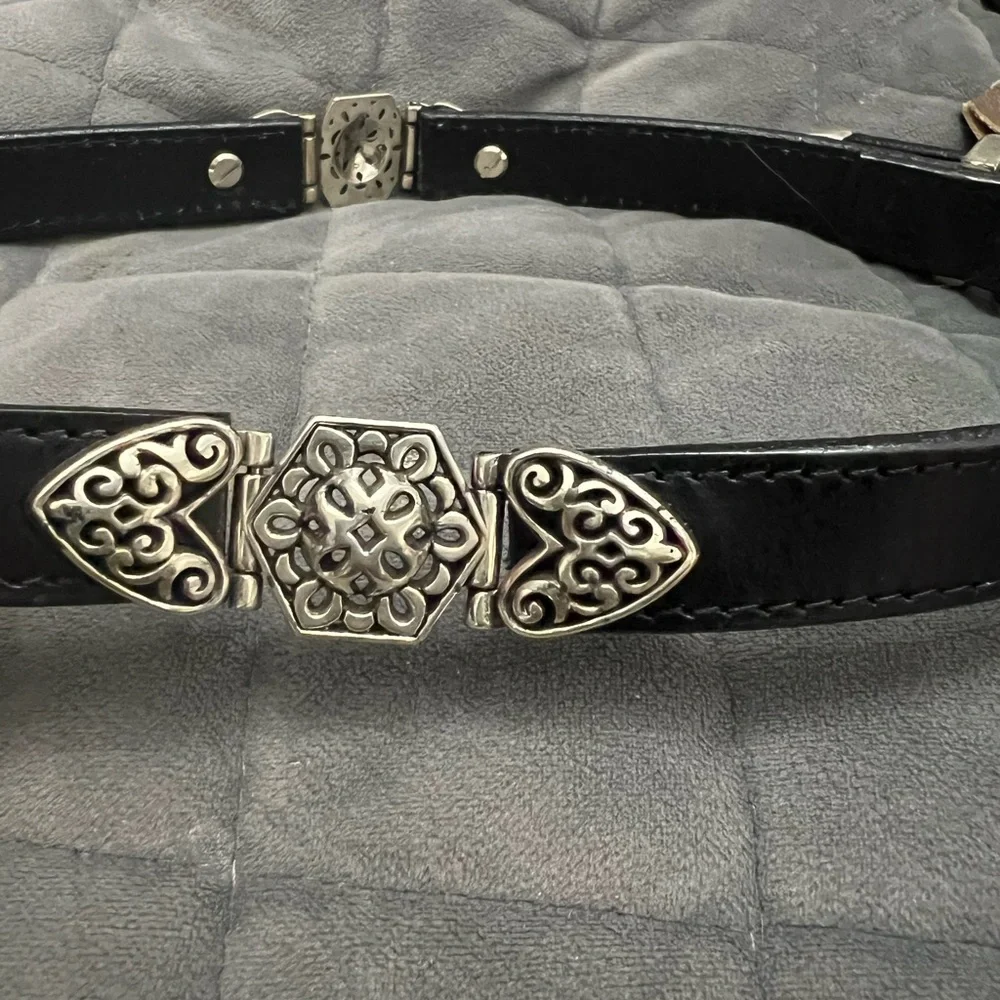 Black Kids Western-Style Belt with Silver Filigree Buckle